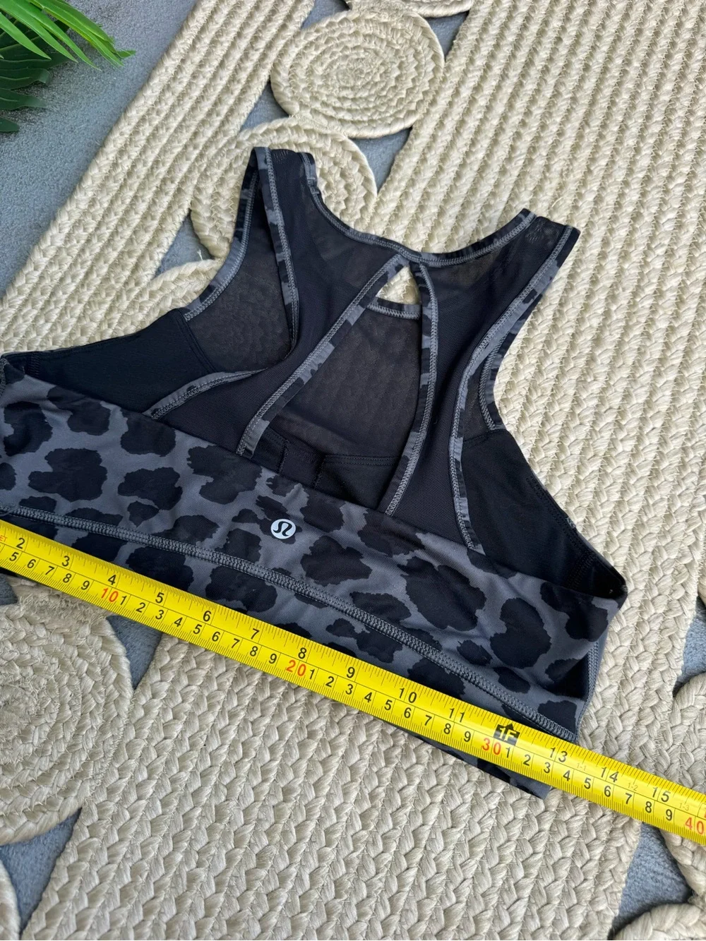 lululemon athletica Black and Gray Leopard Print Mesh-Back Sports Bra Tank